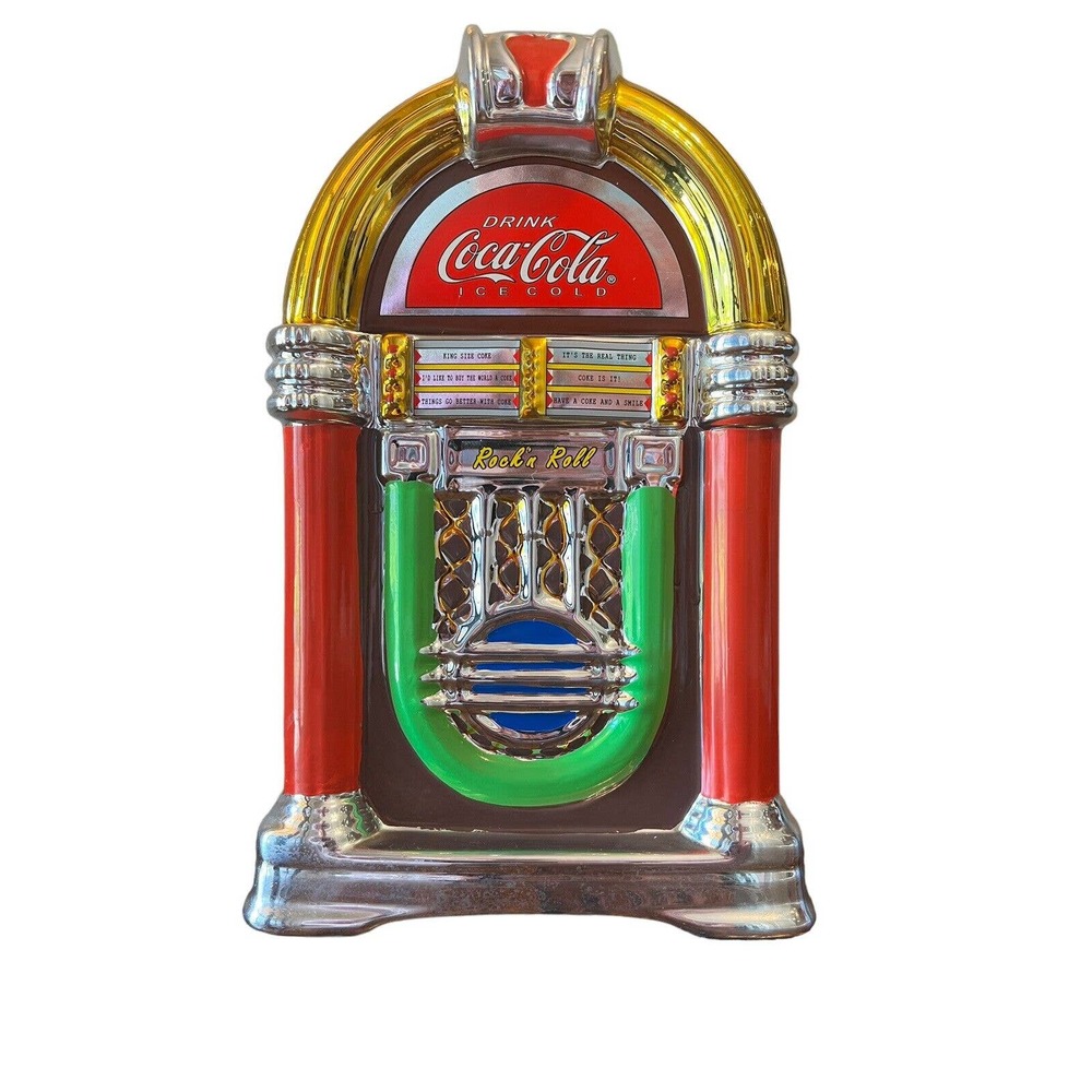 Coca-Cola 11 1/4" Coke & a Song Cookie Jar Jukebox Logo Gibson Co. Brand Music